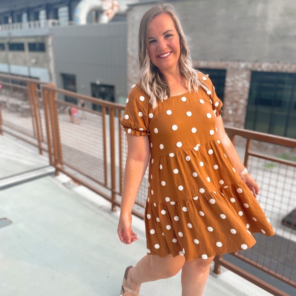 Pink Lily Dresses & Skirts - Pink Lily Brown Polka Dot Dress